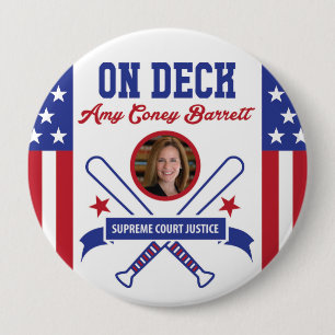 AMY CONEY BARRETT ON DECK US SUPREME COURT JUSTICE 4 INCH ROUND BUTTON