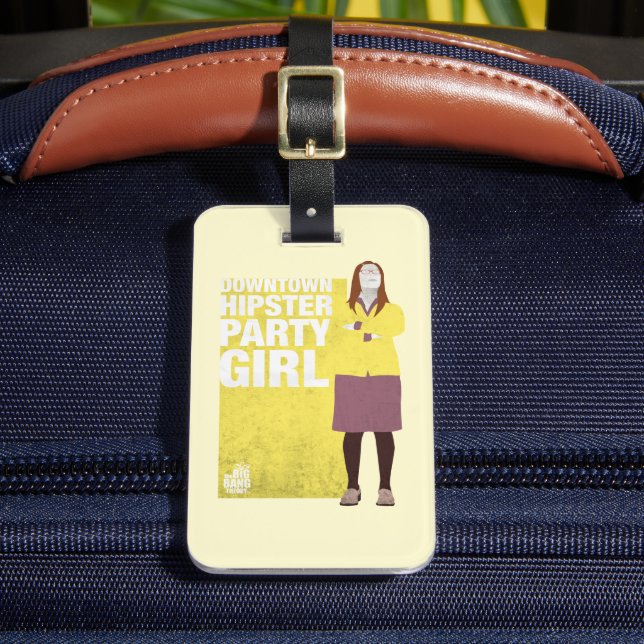 Amy | Downtown Hipster Party Girl Luggage Tag (Front Insitu 2)