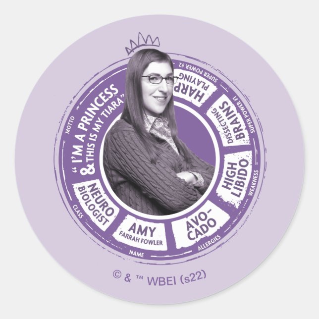 Amy Farrah Fowler Info Graphic Classic Round Sticker (Front)