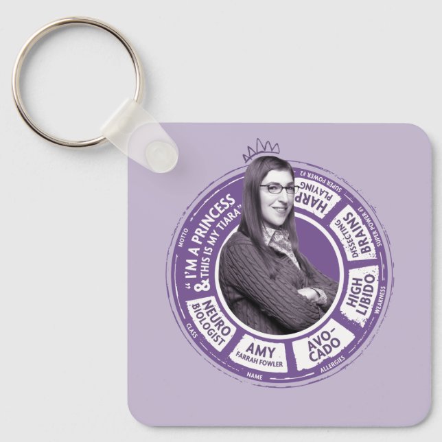 Amy Farrah Fowler Info Graphic Keychain (Front)