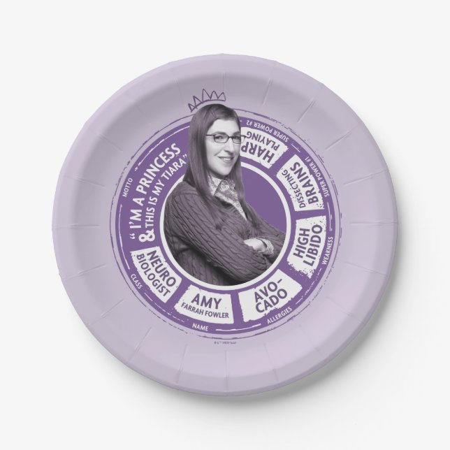Amy Farrah Fowler Info Graphic Paper Plate (Front)