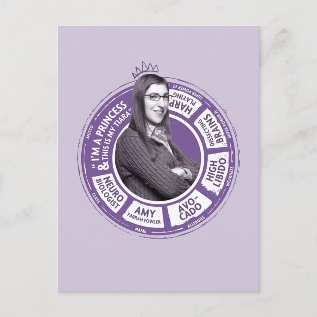 Amy Farrah Fowler Info Graphic Postcard (Front)