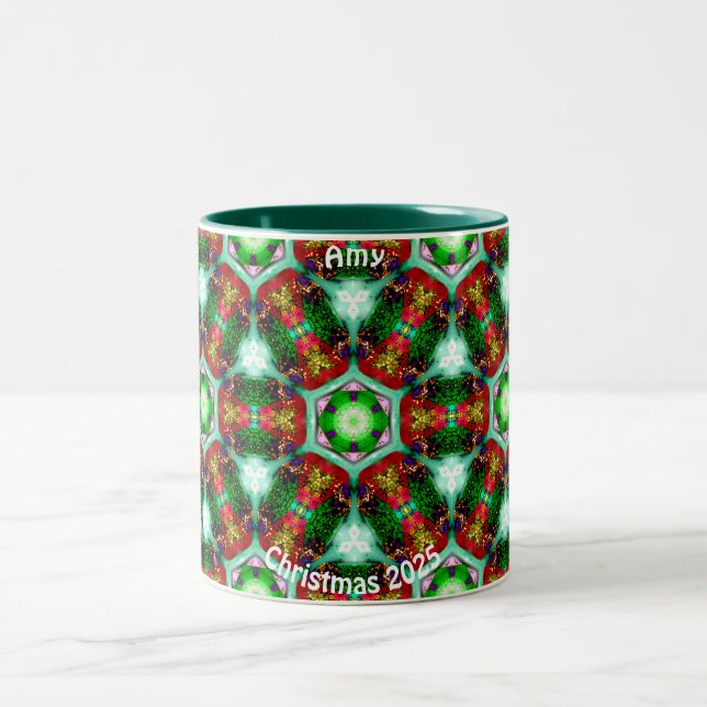 AMY ~Personalized Shells for Christmas Pattern ~ Two-Tone Coffee Mug (Center)