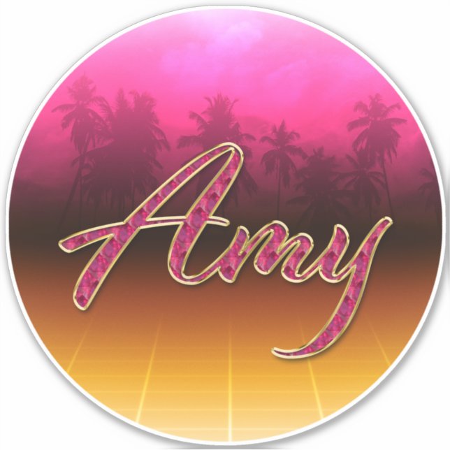 Amy prénom Golden Pink Autocollants Autocollants (Devant)