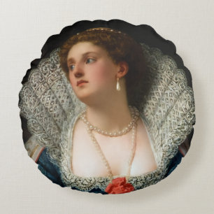 Amy Robsart by William Frederick Yeames Round Pillow