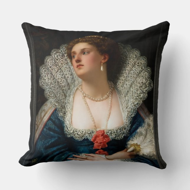 Amy Robsart by William Frederick Yeames Throw Pillow (Front)