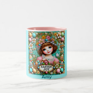 AMY ~ VINTAGE GIRL~ Very Sweet Two-Tone Coffee Mug