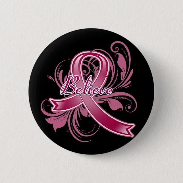 Amyloidosis Believe Flourish Ribbon 2 Inch Round Button (Front)