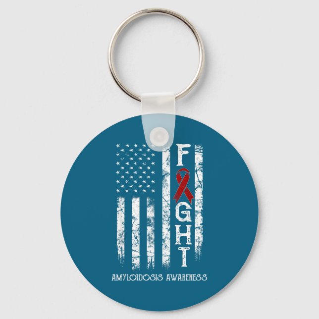 Amyloidosis warrior us flag keychain (Front)