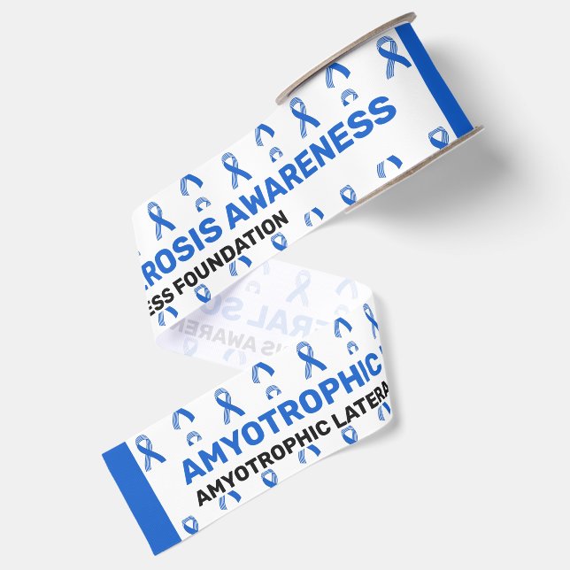 Amyotrophic Lateral Sclerosis Awareness Pattern Grosgrain Ribbon (Front+Back)