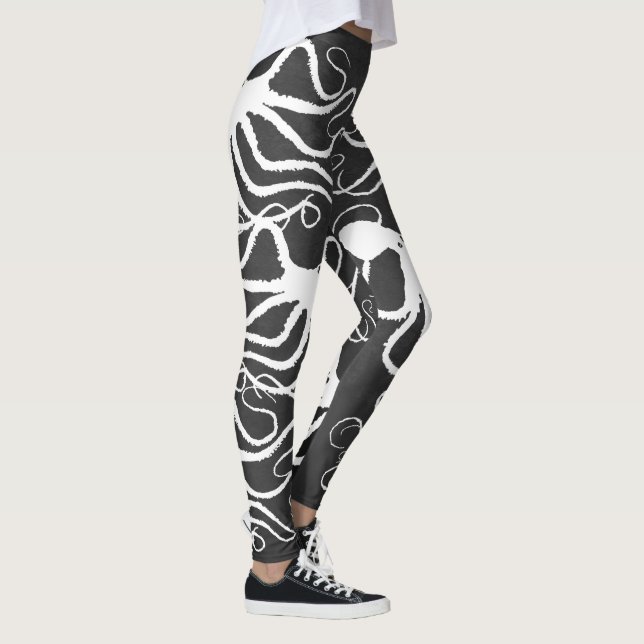 Amy's Octopus White On Grey - Leggings (Right)