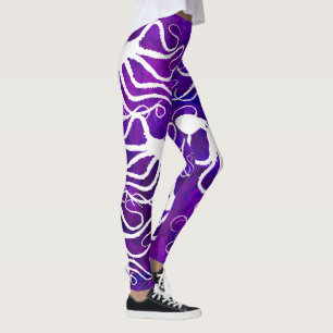 Amy's Octopus White On Purple - Leggings