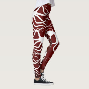 Amy's Octopus White On Red - Leggings