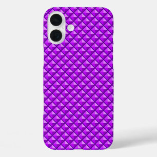 Amythyst purple, enamel look, studded grid iPhone 16 plus case