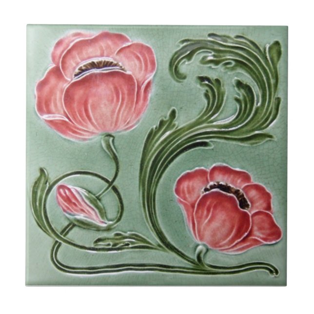AN074 Art Nouveau Reproduction Antique Tile (Front)
