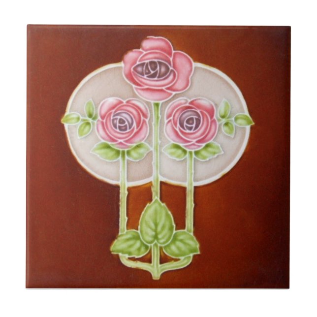 AN121 Art Nouveau Reproduction Antique Tile (Front)