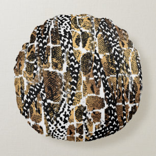 An abstract design that transforms an animal skin round pillow