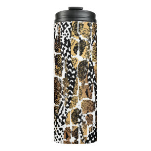 An abstract design that transforms an animal skin thermal tumbler