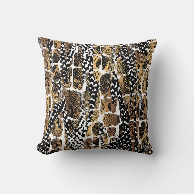 An abstract design that transforms an animal skin throw pillow (Front)