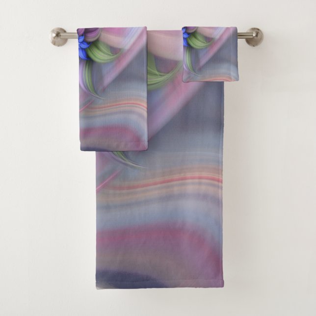 An abstract mystical.flower bath towel set (Insitu)