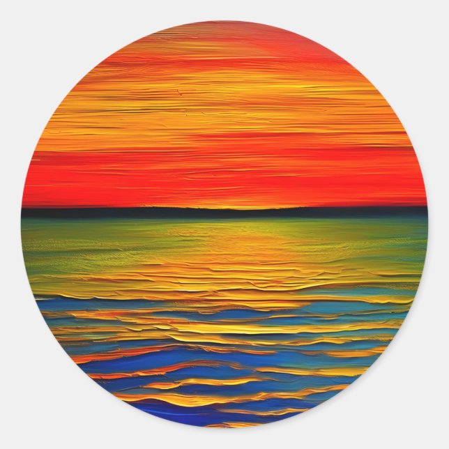 An abstract of a sunset on the ocean  classic round sticker (Front)