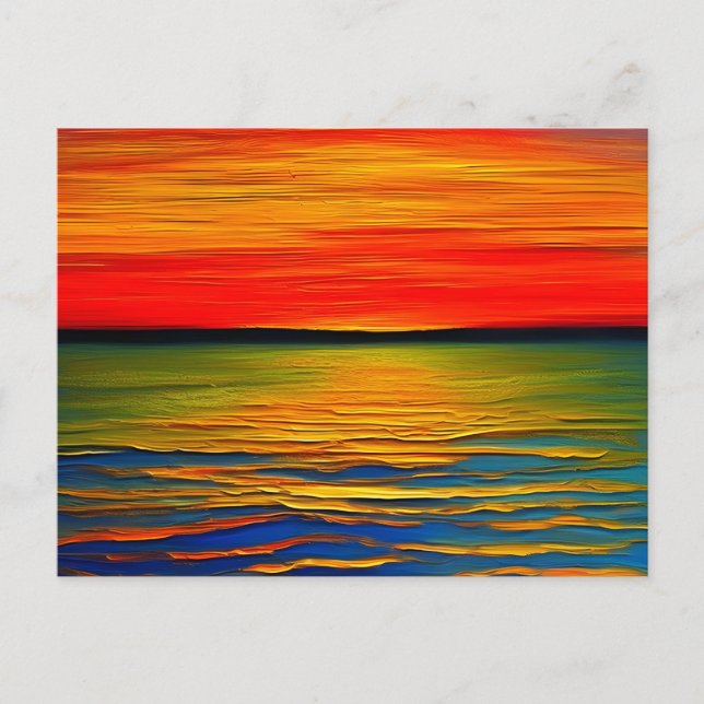 An abstract of a sunset on the ocean postcard (Front)