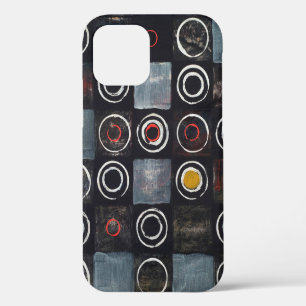 An abstract painting; a grid of stamped circles on iPhone 12 case