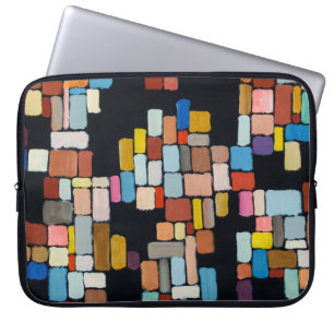 An abstract painting; geometric shapes in an irreg laptop sleeve