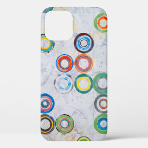 An abstract painting; multicolored circles on a gr iPhone 12 case