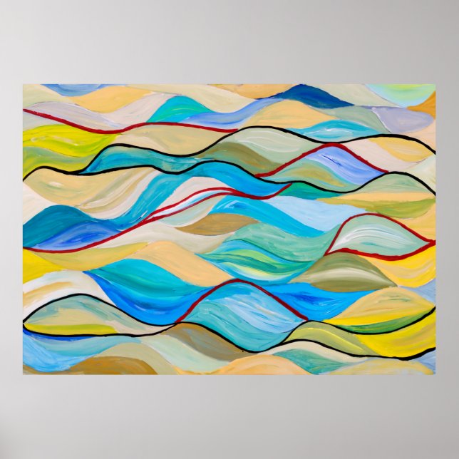 An abstract painting with wavelike shapes in paste poster (Front)