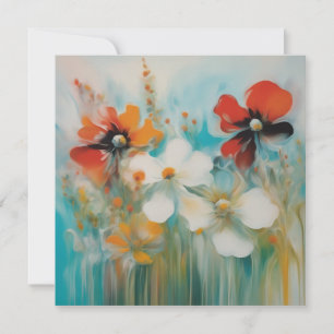 An abstract painting with wild flowers card