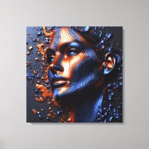 An Abstract Portrait Of A Woman's Face In Embossed Canvas Print