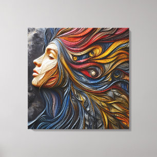 An Abstract Portrait Of The Woman With Arrogance Canvas Print