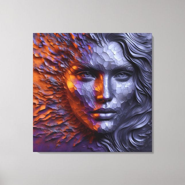 An Abstract Portrait Of Woman's Face - 3D Embossed Canvas Print (Front)