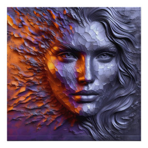 An Abstract Portrait Of Woman's Face - 3D Embossed Photo Print