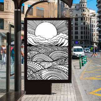an abstract sunset beach poster