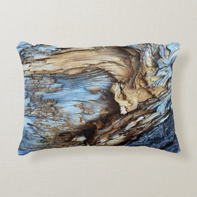 An abstract texture in light brown and blue tree b accent pillow (Front)