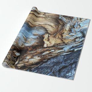 An abstract texture in light brown and blue tree b wrapping paper
