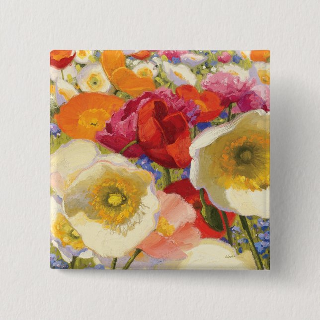 An Abundance of Flowers 2 Inch Square Button (Front)