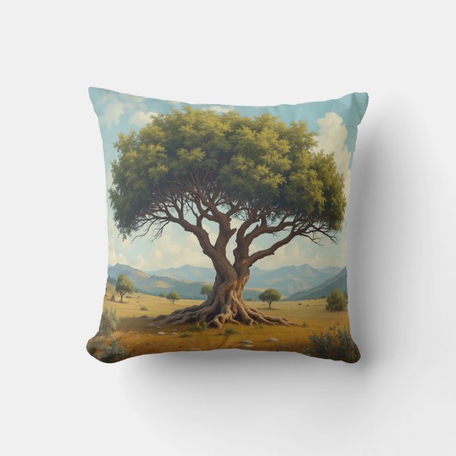 an acacia tree pillow cushion (Front)