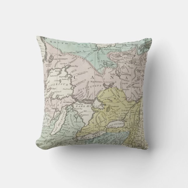 An Accurate Map of Canada, 1761 Throw Pillow (Front)