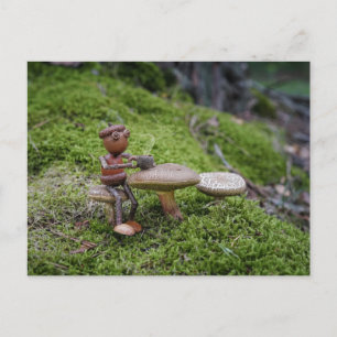 An acorn elf in a forest café! postcard