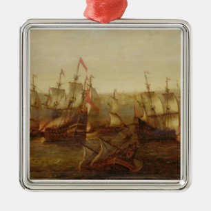 An Action between Spanish Ships and Barbary Galley Metal Ornament