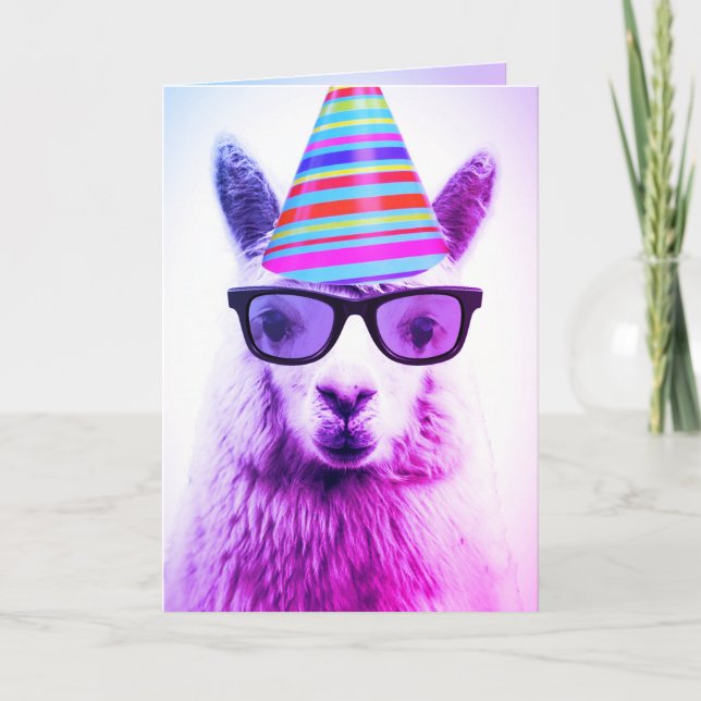 An Adorable Alpaca in Glasses, Birthday Card (Front)