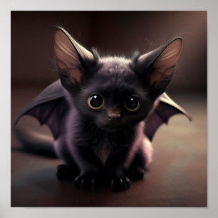 An Adorable Bat-Cat Poster