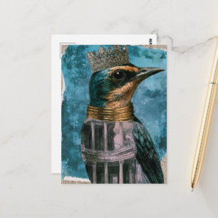 An adorable bird with a crown postcard