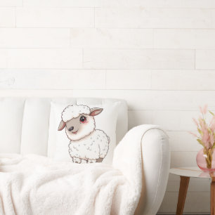 An Adorable Cartoon-Style Sheep Throw Pillow