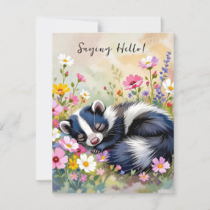 An Adorable Skunk   Saying Hello Postcard