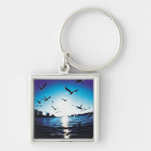An aerial fisheye lens view of Tokyo Bay, Japan Keychain