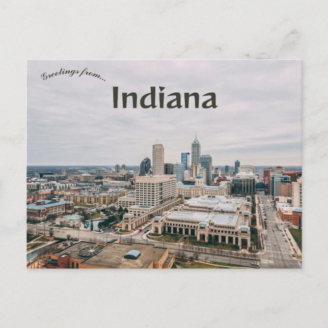 An Aerial View of Downtown Indianapolis Indiana Postcard (Front)
